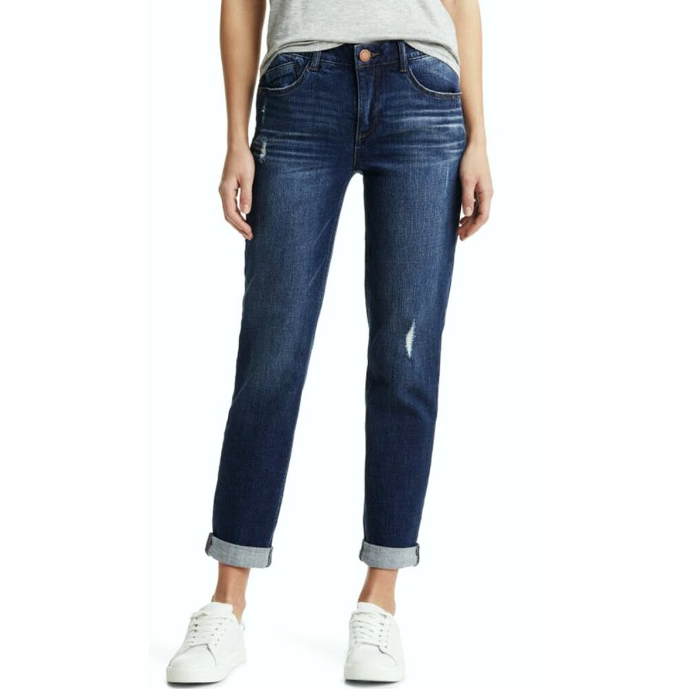 Wit & Wisdom Gemma 'Ab'Solution Distressed Girlfriend Jeans Boyfriend Shapewear